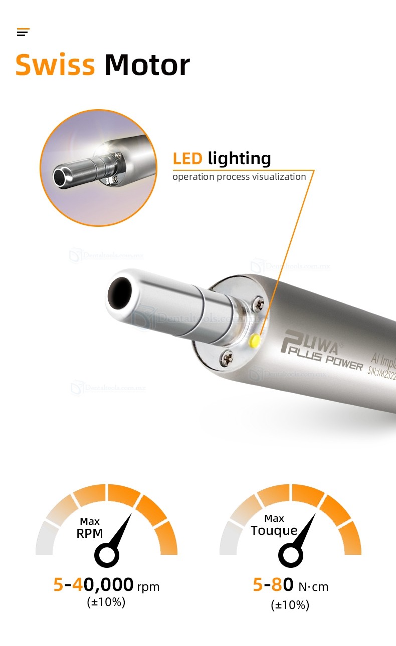 Pluspower®Ai-S-Pro Motor de implante dental sin escobillas con contraángulo 20:1